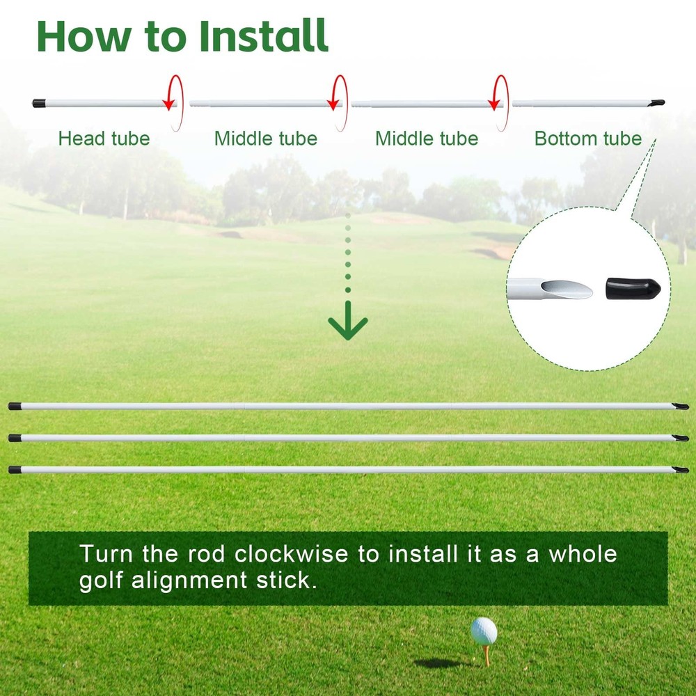Golf Alignment Sticks, 3 Pack 58”Golf Sticks Alignment Rods, Full Golf Practi...