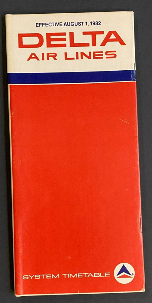 Delta Airlines Timetable Effective August 1, 1982
