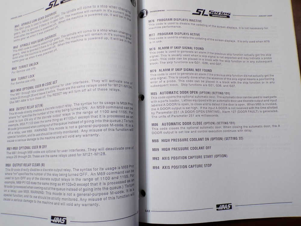 Haas SL-Lathe Training Manual 2001