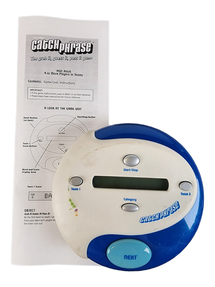 Catchphrase Hasbro Blue White Handheld Electronic Team 2004 Game Trivia Tested