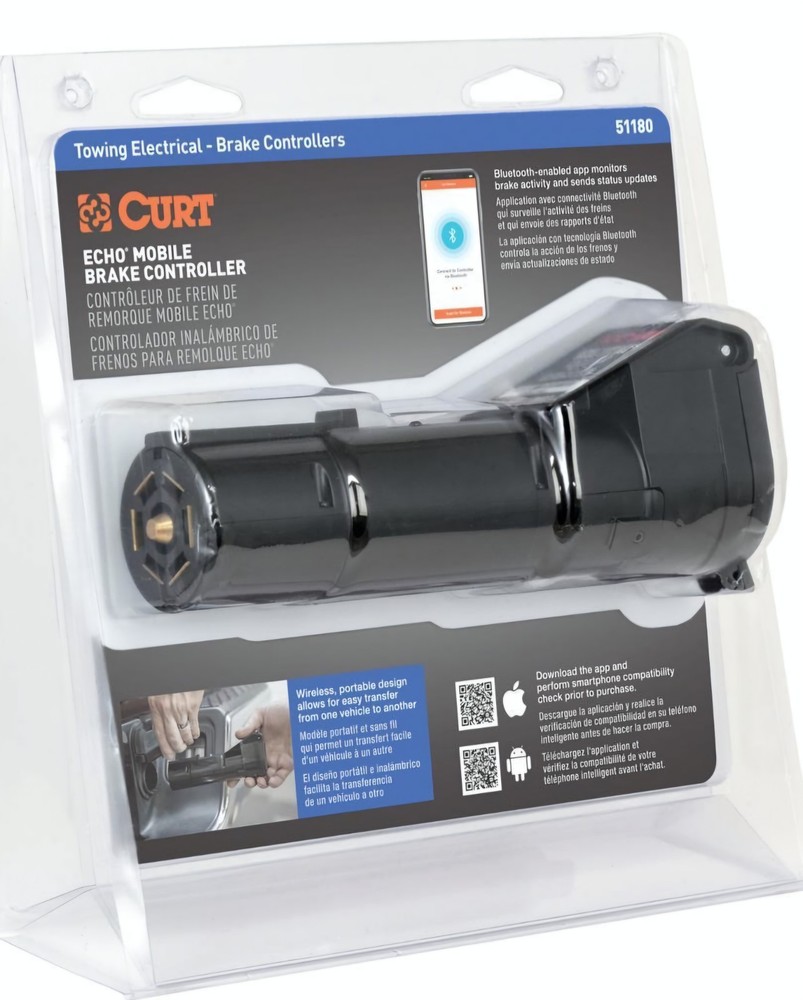 Curt 51180 Echo Mobile Electric Trailer Brake Controller with Bluetooth-Enabled