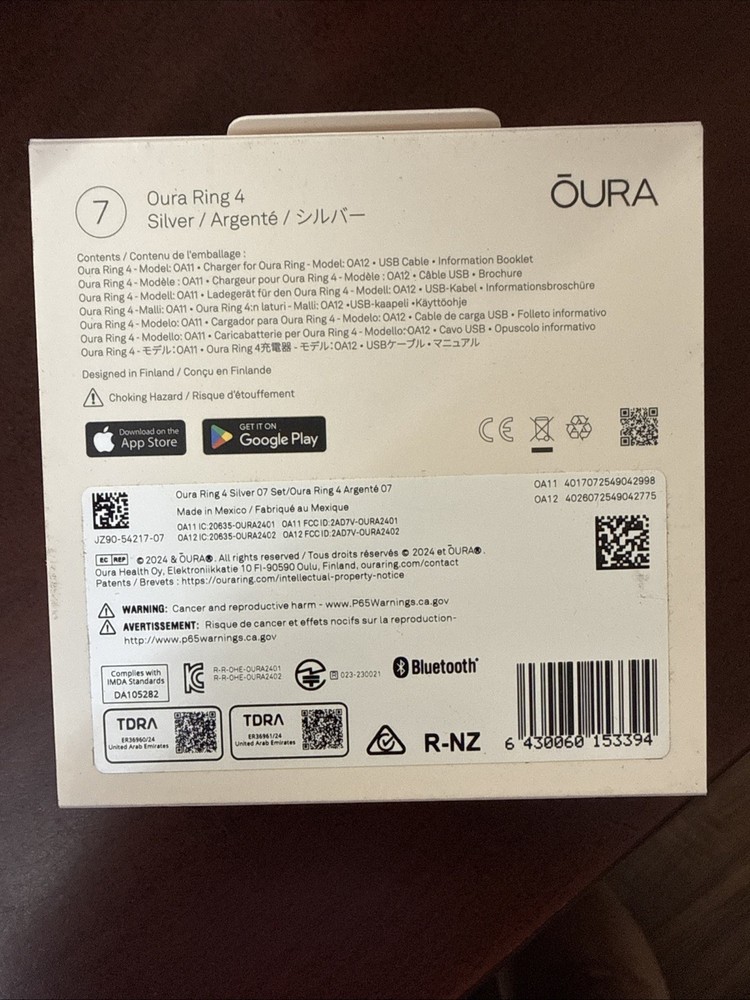 Oura Ring Gen 4 Silver Size 7 NEW - OPEN BOX