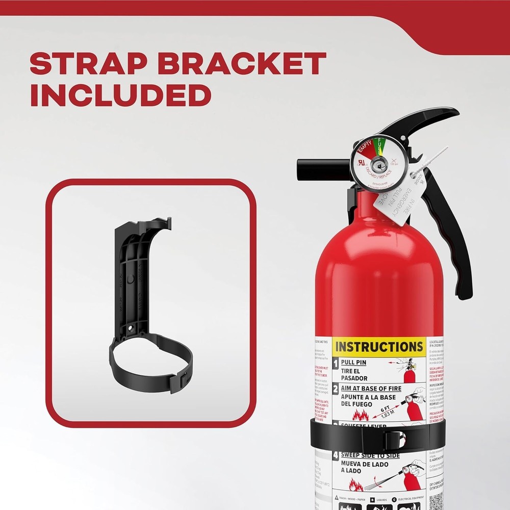 Multipurpose 1A:10B:C Fire Extinguisher with Mounting Bracket – Home Essentials