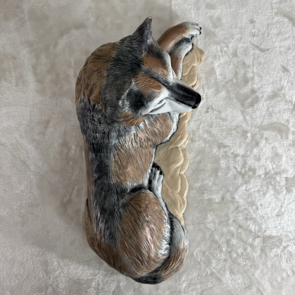 Hand-Painted Ceramic Mold Wolf Laying Down