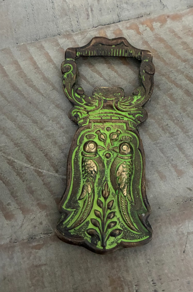 Vintage Solid Brass Bird Design Handle Bottle Opener 3 1/2"