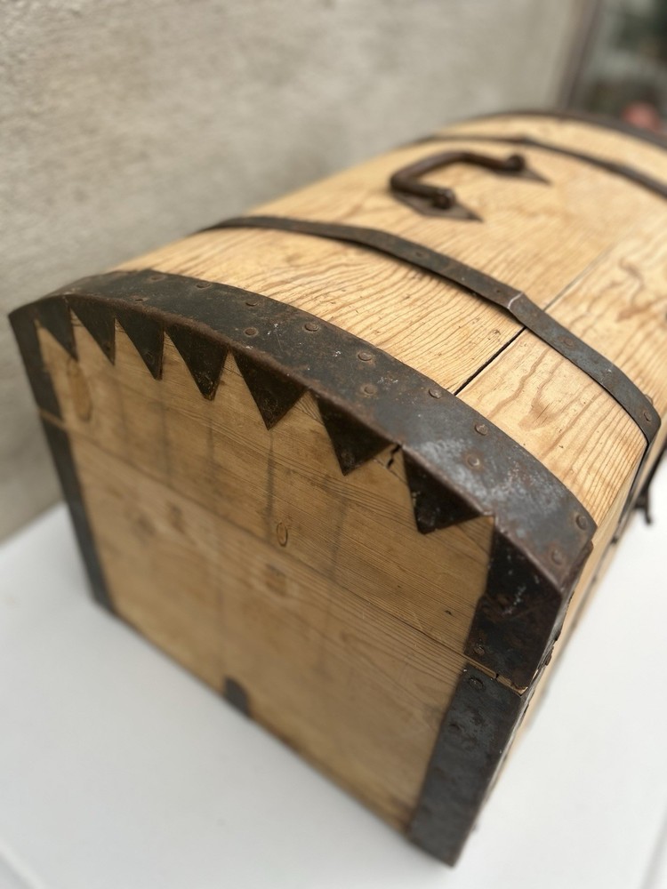 Antique Pine Dome Trunk Chest