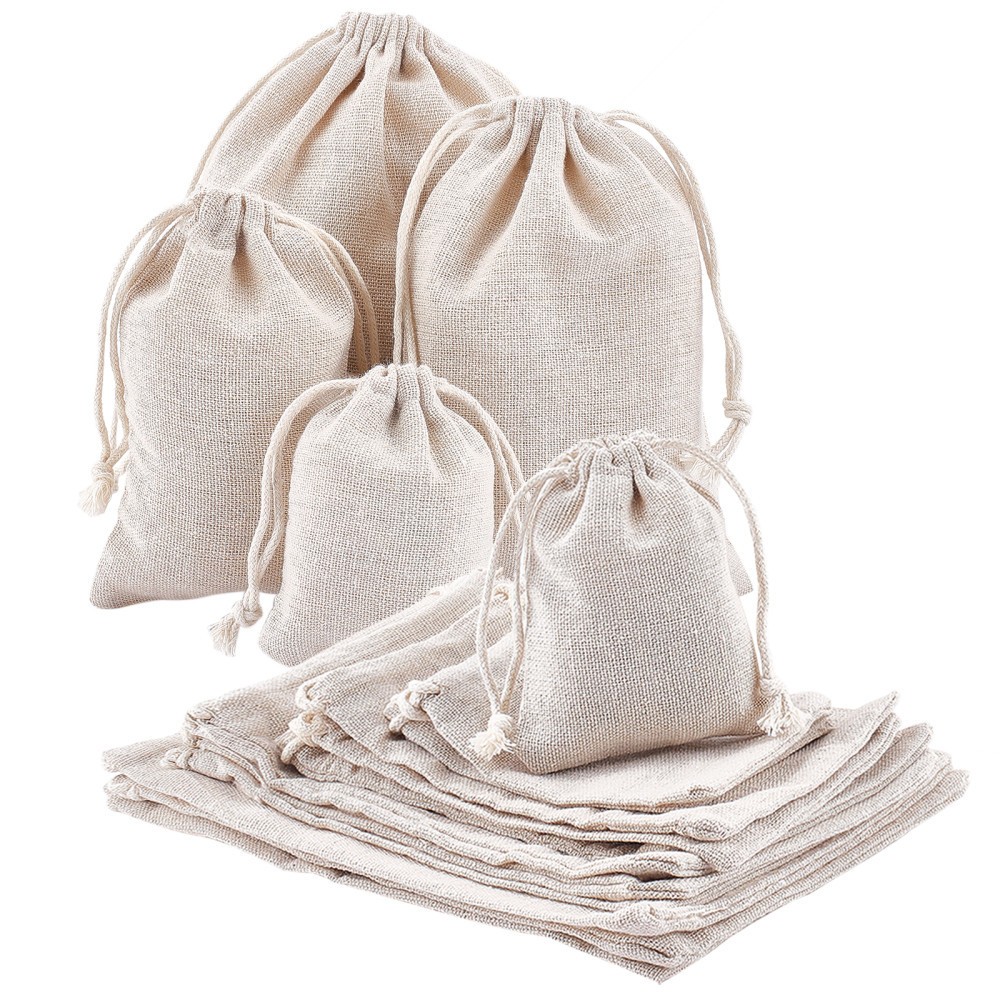 1set 16pcs 4 style Polyester Blank Craft Drawstring bag Drawstring Bags