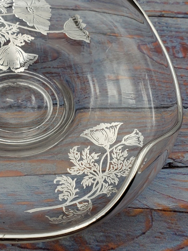 Glass Candy Dish with Sterling Silver Overlay