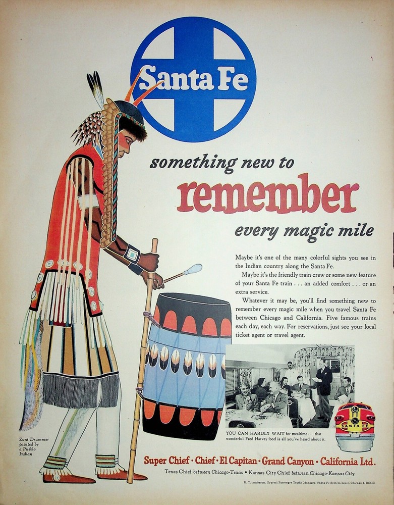 Original 1952 Train AD: Santa Fe, something remember every magic mile