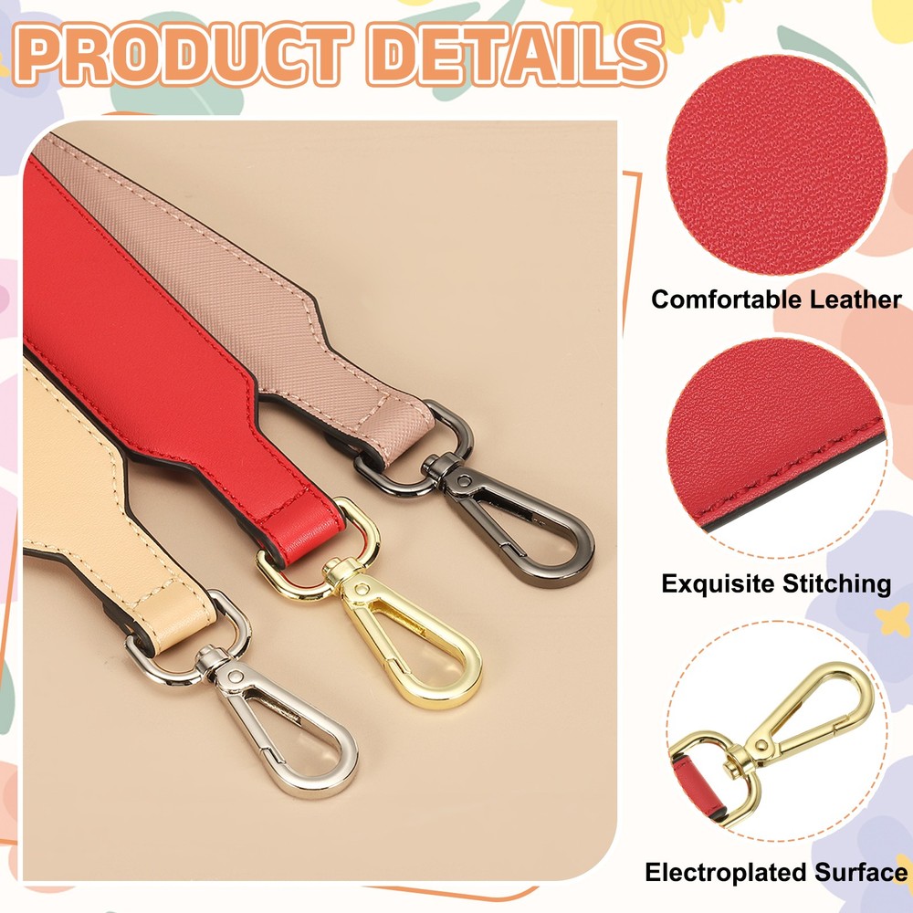16 Inch Leather Purse Strap, Plain Pattern with Light Gold Buckle, Red