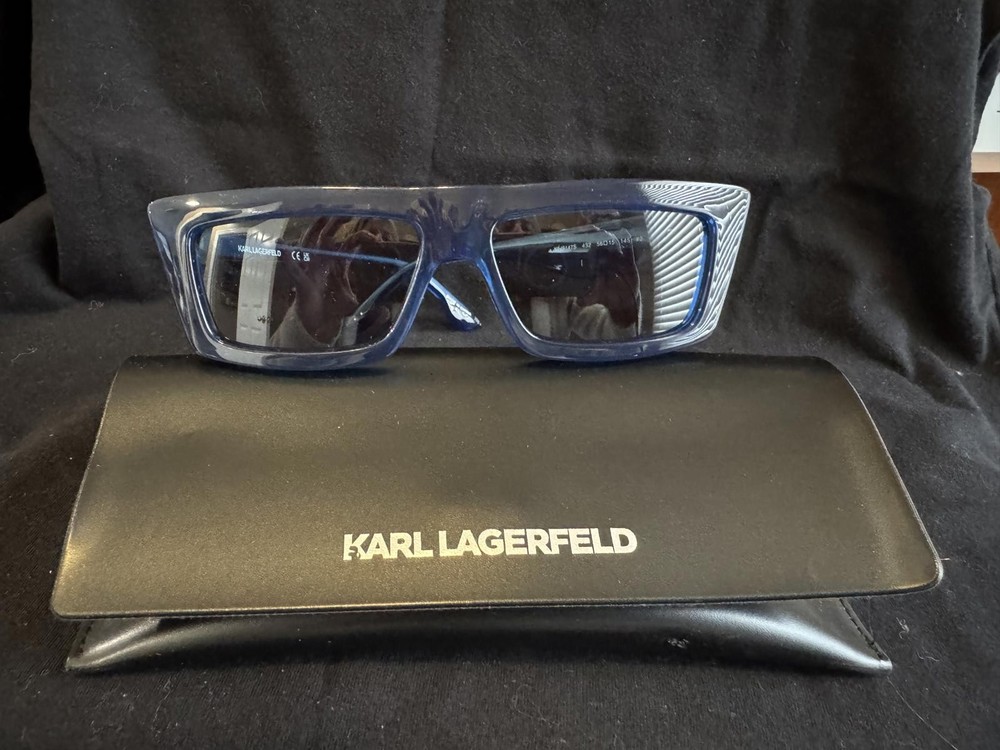 Karl Lagerfeld Jeans Blue Rectangular Sunglasses with Case