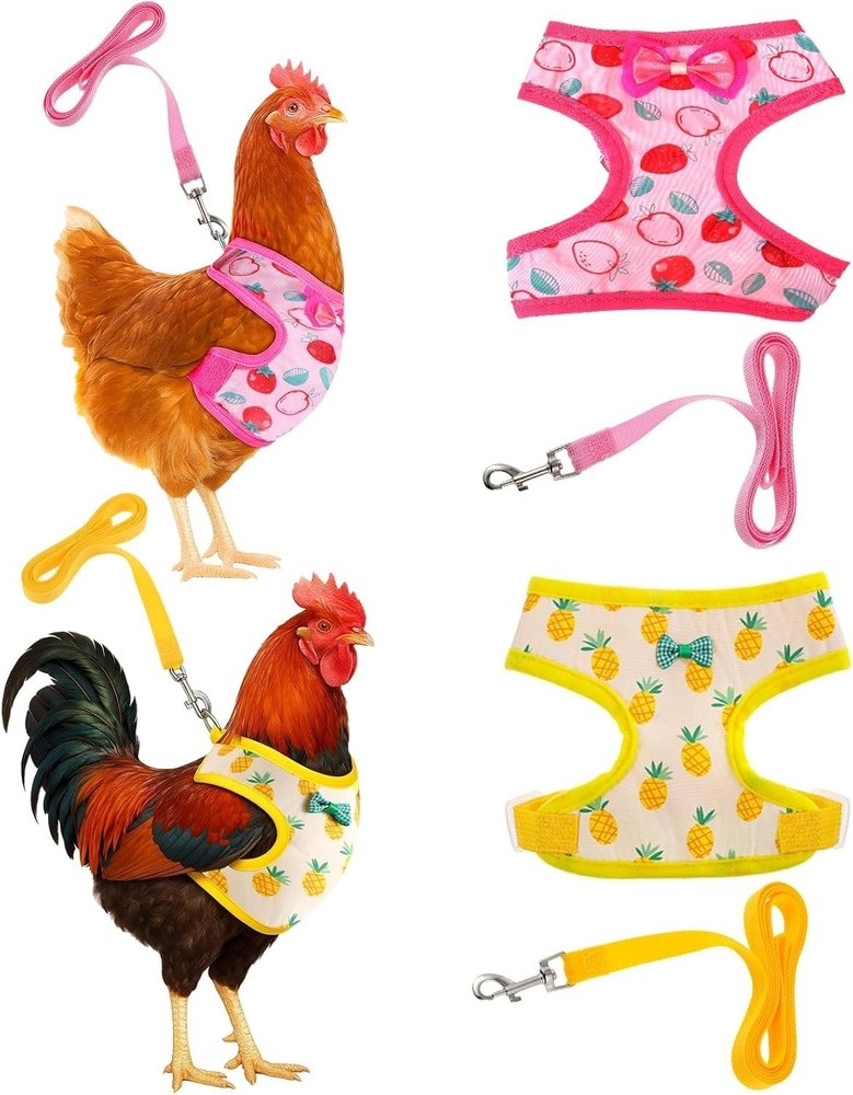 2 Pcs Adjustable Chicken Harness & Leash Set Comfortable Chicken Vest Elastic
