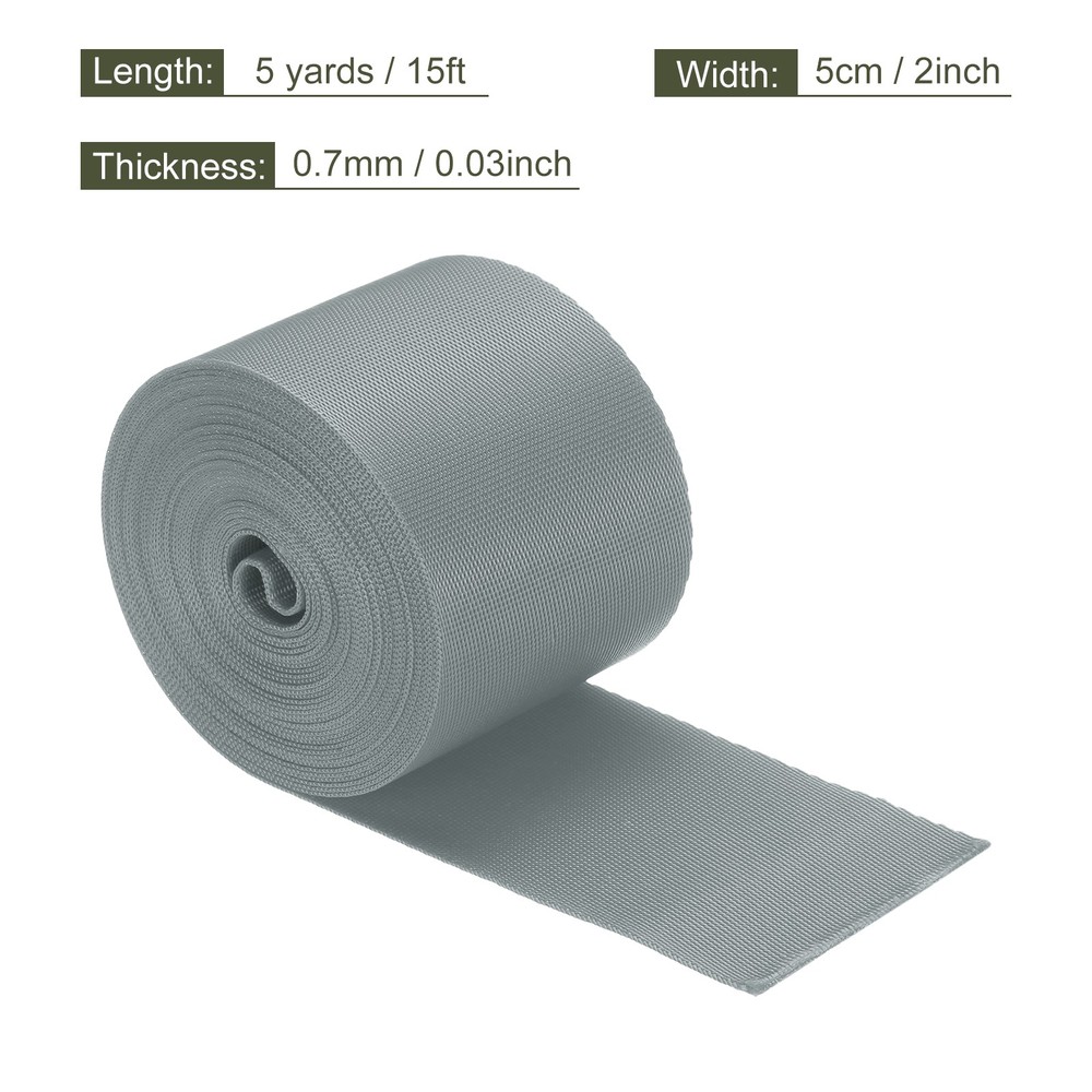 Flat Nylon Webbing Strap 2 Inch 5 Yards Iron Gray for Backpack