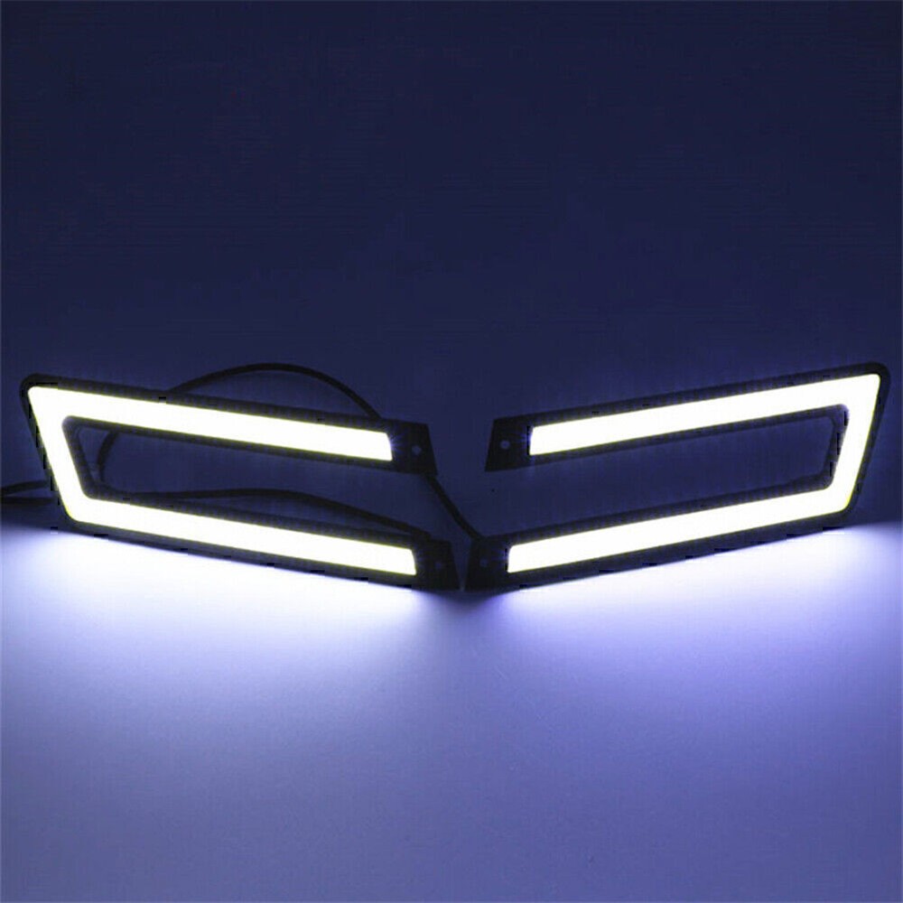 2 Pcs White COB DRL LED Daytime Running Light for Universal Car Driving Fog Lamp