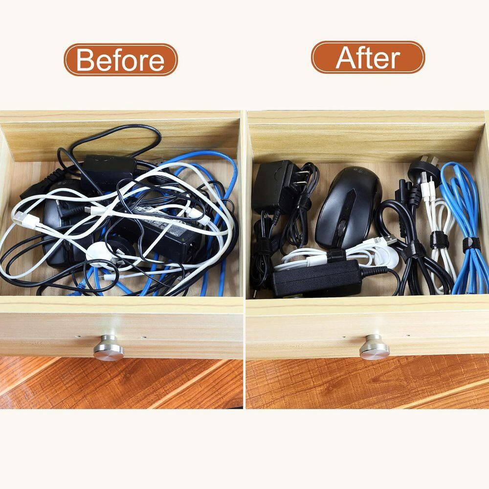 Reusable Cable Ties Wire Organizer 120PCS 6 Inch Adjustable Management Hook Loop