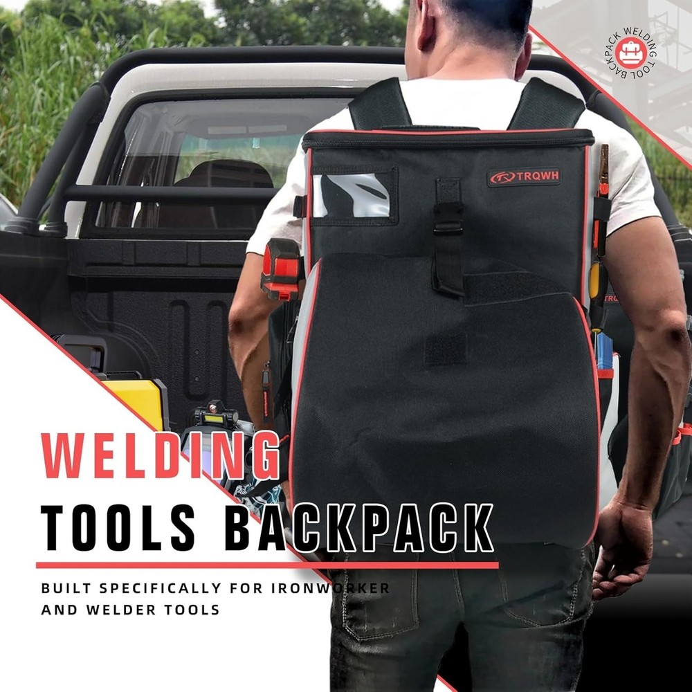 Welding Backpack for Men Waterproof Reinforced Bottom Large Capacity