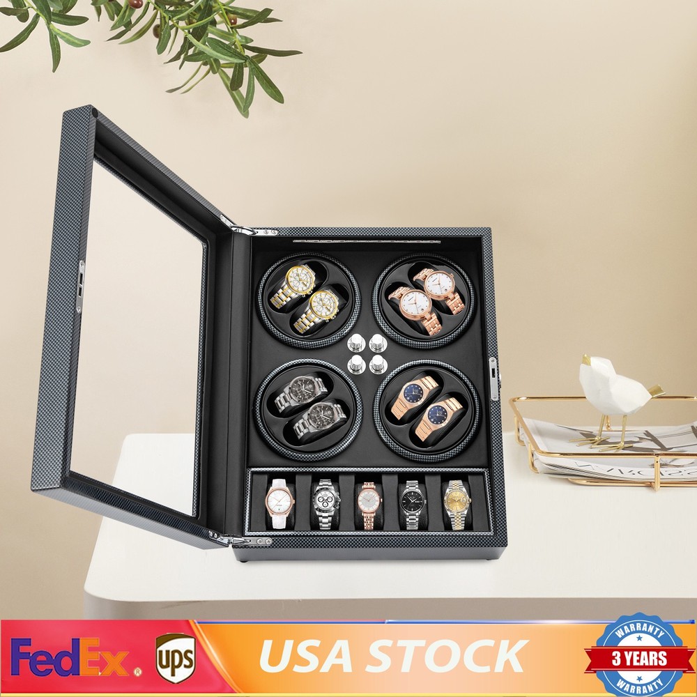 LED Light Automatic Watch Winder Box Display Storage Case 8+5 Watch Winder Box