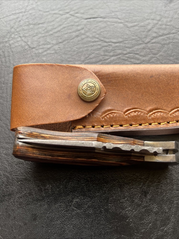 FROSTWOOD HANDLE DAMASCUS LOCKBACK POCKET KNIFE
