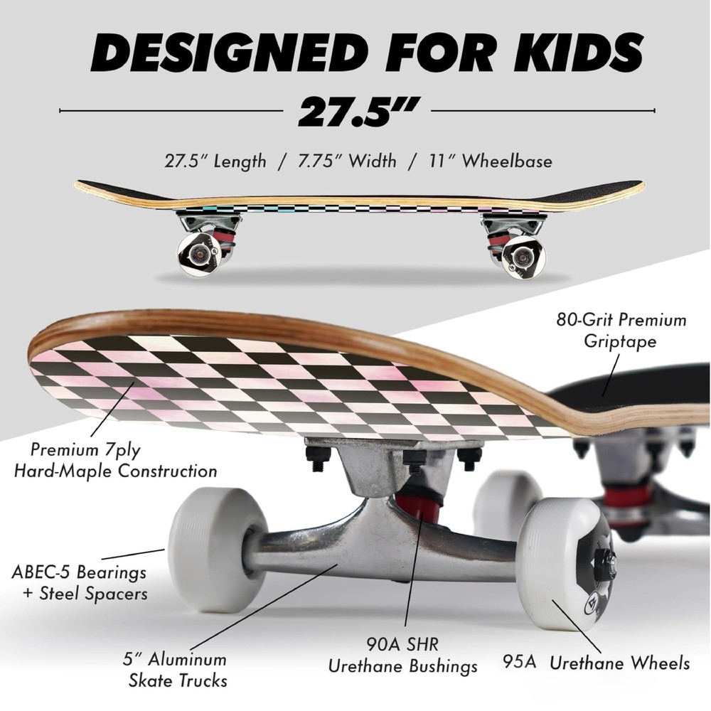 Complete Skateboard | Maple Wood | ABEC 5 Bearings | Double Kick Concave Deck...