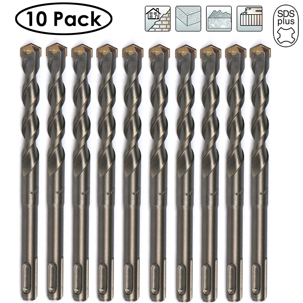 Drillforce 10PCS 1/2" X6" Rotary Hammer Drill SDS+ Masonry Concrete Drill Bits