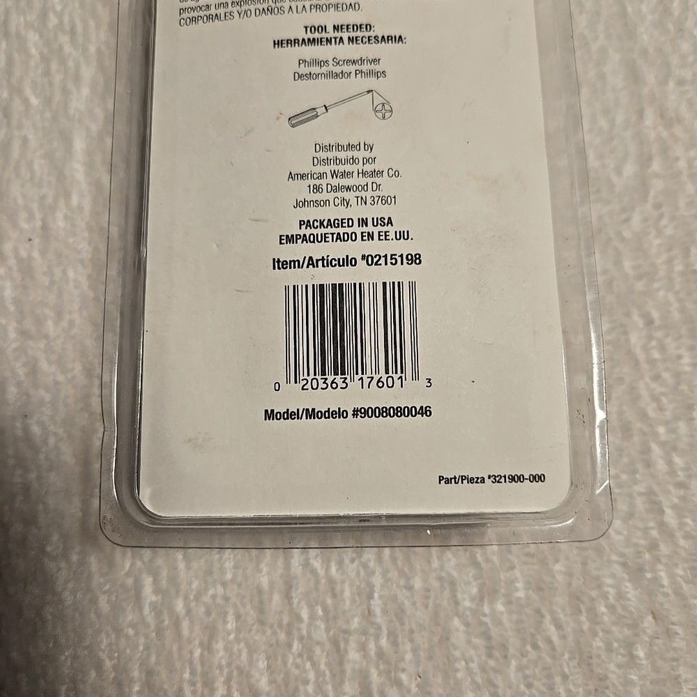 Utilitech Water Heater Single Element Thermostat 0215198 New In Pkg w/Damage