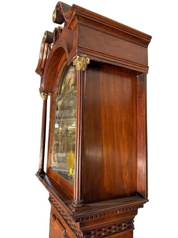 19thc BROUGH WORKINGTON MAHOGANY TALL CASE CLOCK