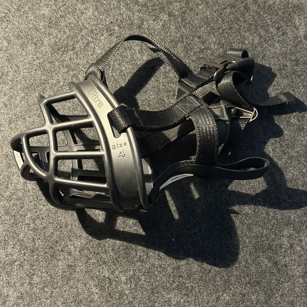 Baskerville Ultra Muzzle Size 4 Black Rubber Custom Adjustable Breathable Dog