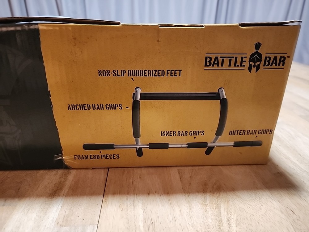 BATTLE BAR Pull Up Bar for Upper Body Workout Push Ups Strength Training