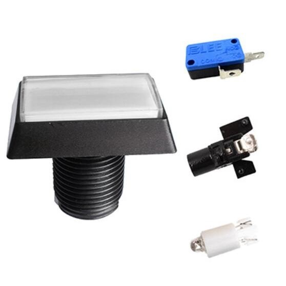5Pcs Arcade Square Rectangle Buttons LED Push Illumilated w/ Microswitch ee