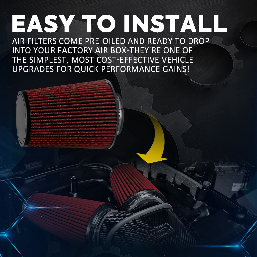 4'' 102mm Long High Flow Inlet Cone Dry Filter Cold Air Intake Replacement