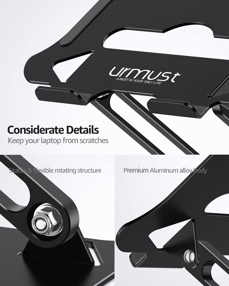Urmust Laptop Notebook Stand Holder Adjustable Portable A-Black