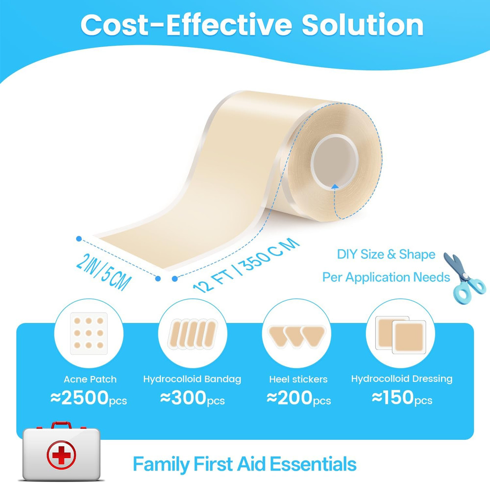 Hydrocolloid Bandage Roll, 2" x 12FT - Advanced Wound Care Solution