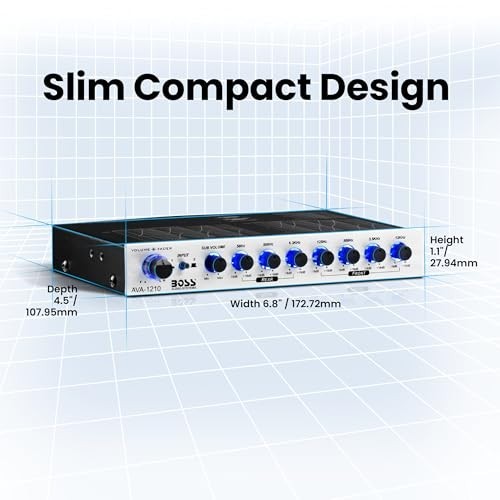 7-Band Car Equalizer Pre-Amp with Gold-Plated Outputs & DSP Processor, Audio Con