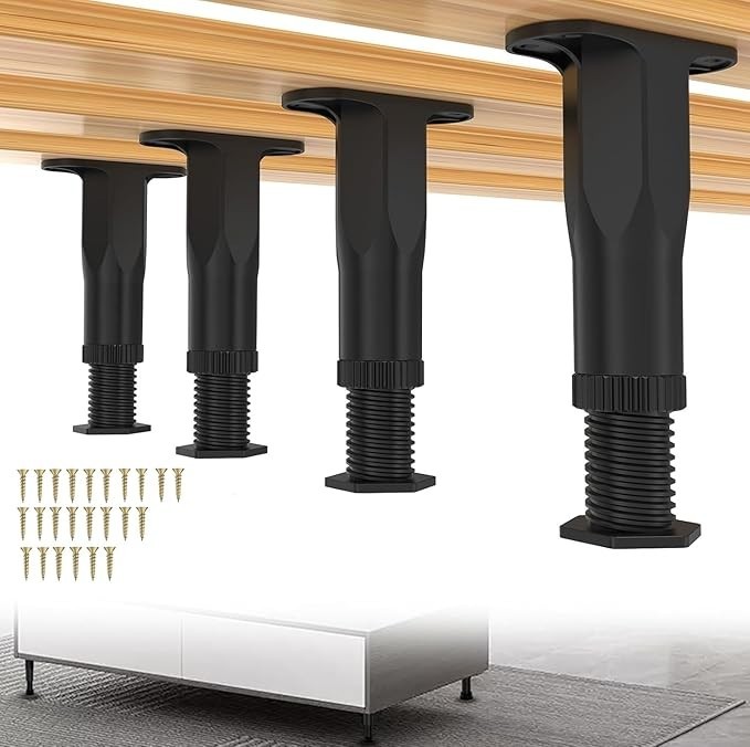 4 Pack Adjustable Support Leg Replacement for Bed Frame Wood Slats