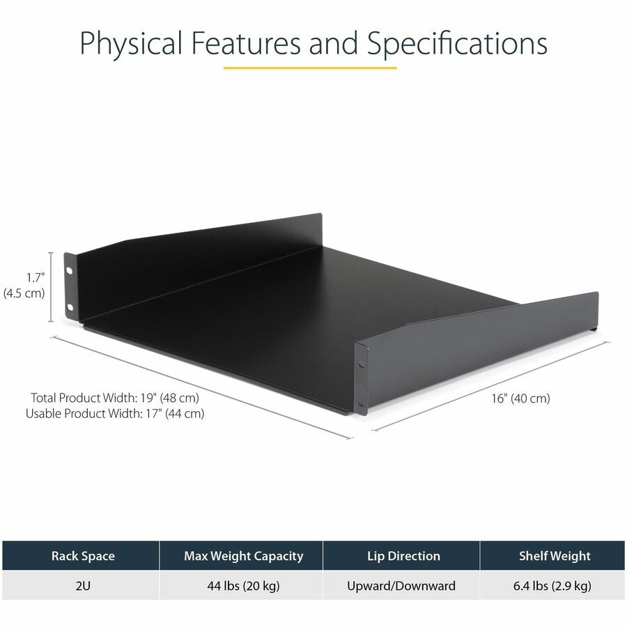 StarTech StarTech Black Standard Universal Server Rack Cabinet Shelf (CABSHELF)
