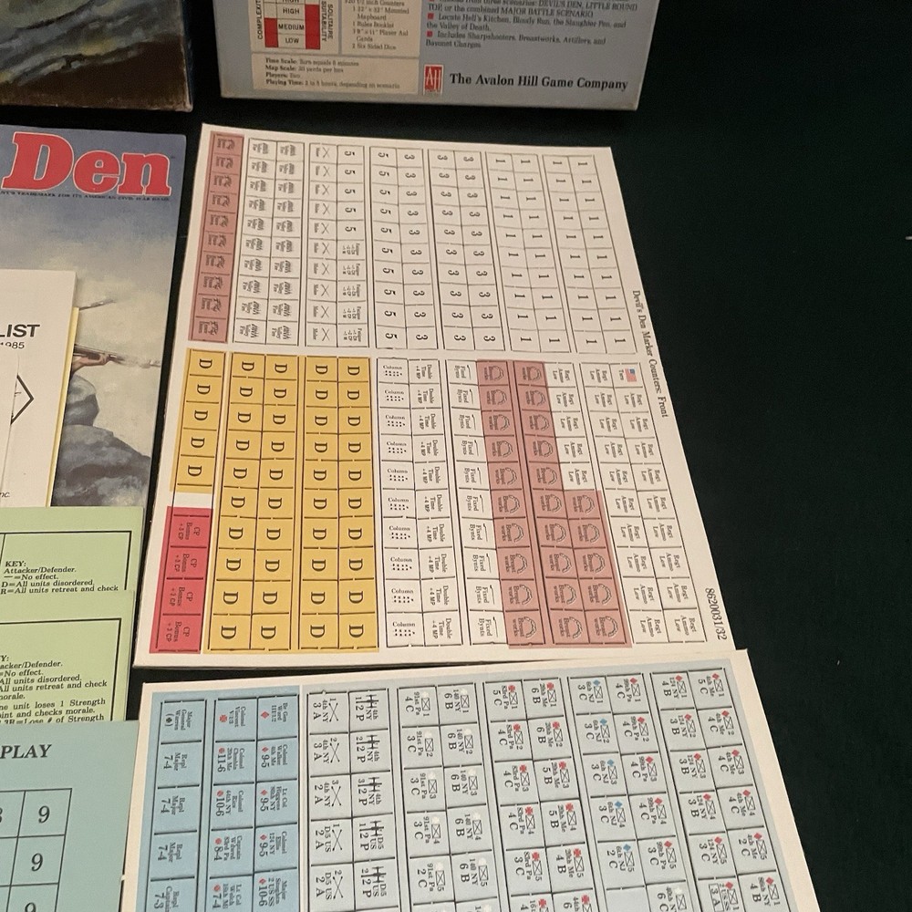 Avalon Hill 1985 Devil's Den Civil War Strategy Board Game Unpunched