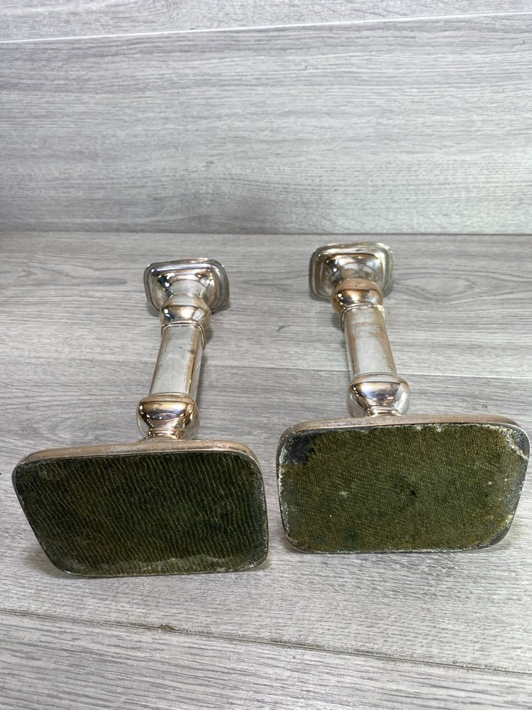 Pair 19th c. Old Sheffield Silver Plate on Copper Telescoping Candlesticks