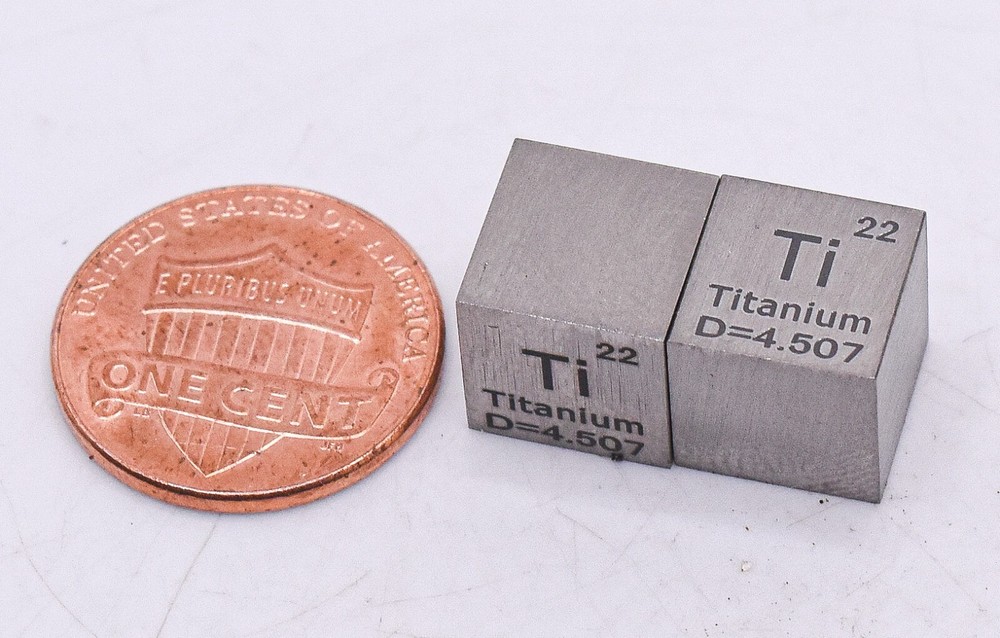 0.39" 10mm Titanium Cube Pure 99.9% Periodic Table Element Engraved Density 1PC