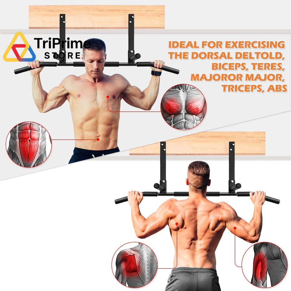 ATENTO Joist Mount Pull Up Bar, Multi-Handle Ceiling Chin Black