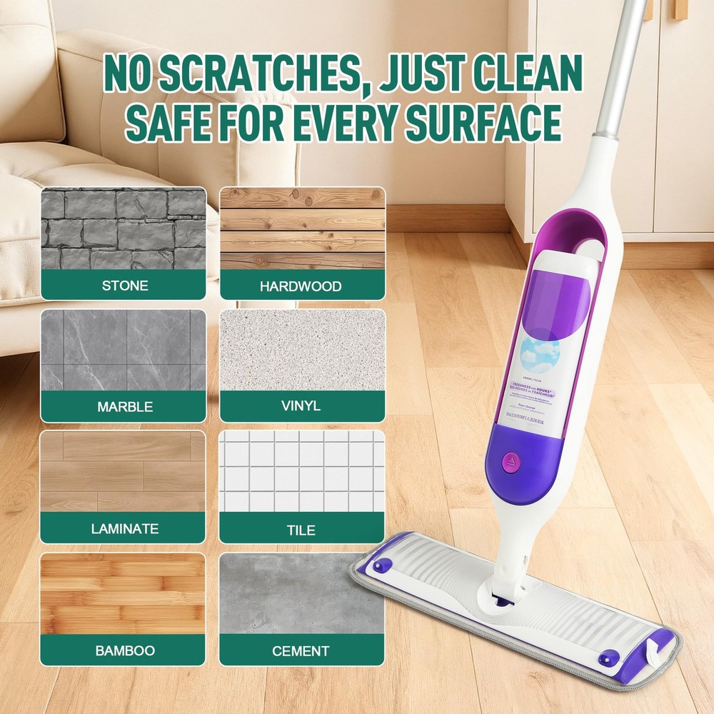 8 Pack Microfiber Spray Mop Replacement Pads for Swiffer PowerMop, Washable &...