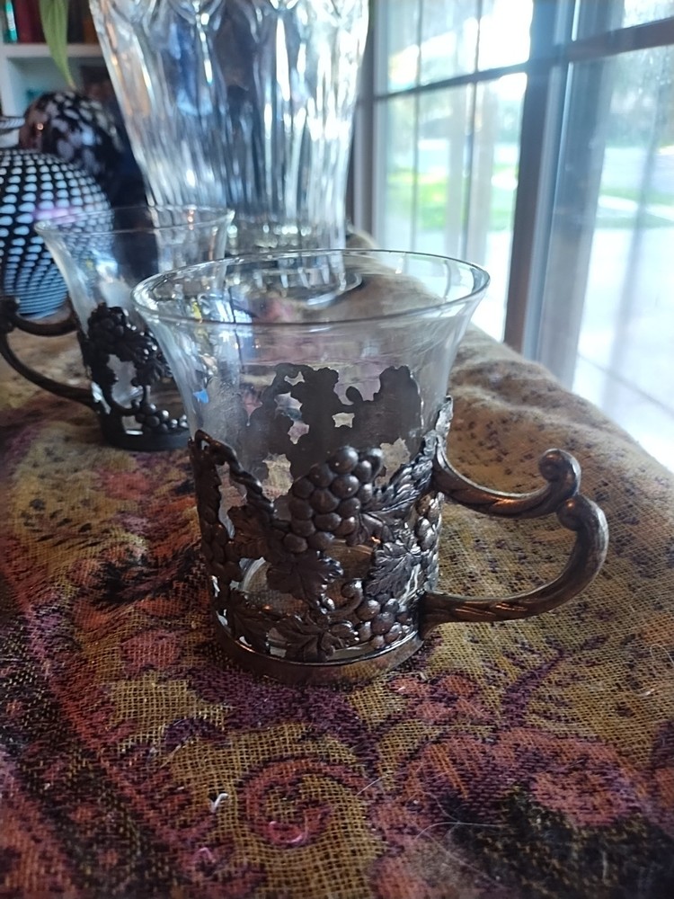 vintage silverplate handled glasses