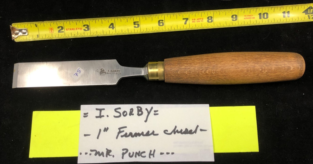 I. SORBY 1 " Tang Chisel-New Beech Handle-Mr. Punch-
