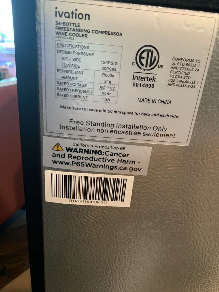 Ivation IVFWCC341LB 34 Bottle Compressor Refrigerator