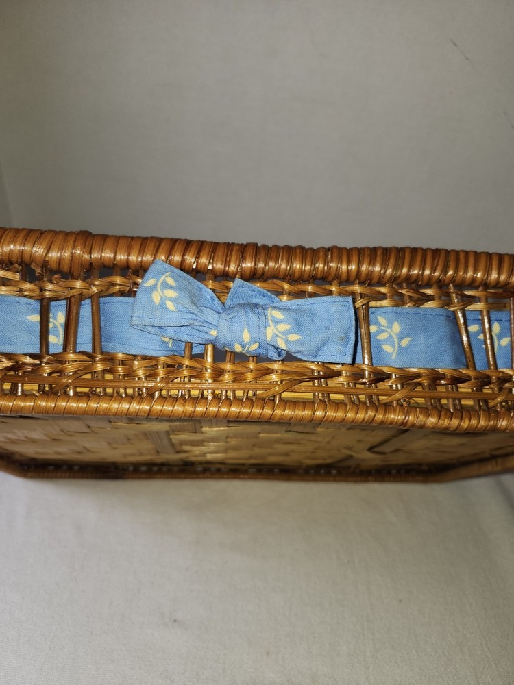 WHEAT RIBBION RECTANGULAR WICKER BASKET