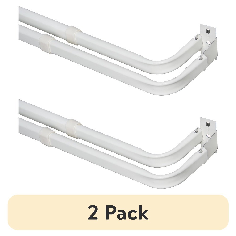 (2 pack) 2-3" Basic Metal Wrap Around Adjustable Double Curtain Rod, 28-48"