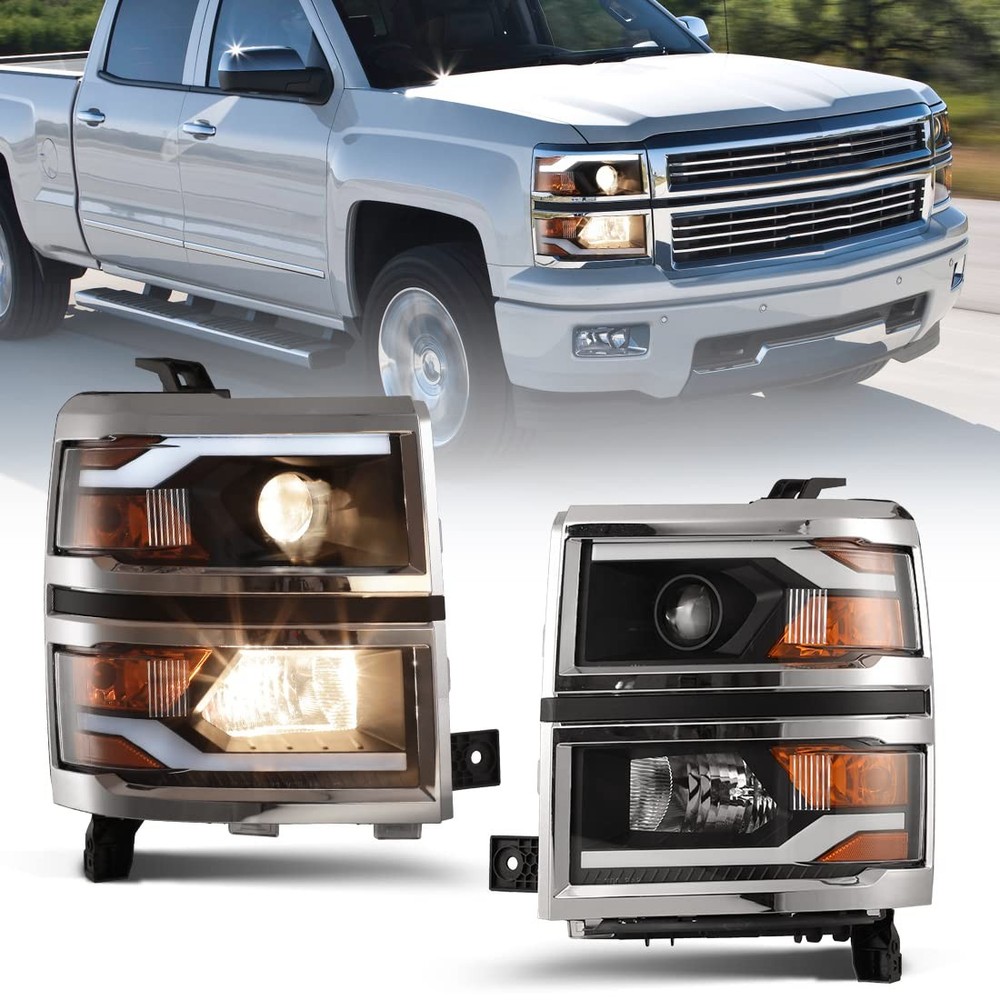 Headlight Assembly for 2014-2015 Chevy Silverado 1500, High Low Beam Projector