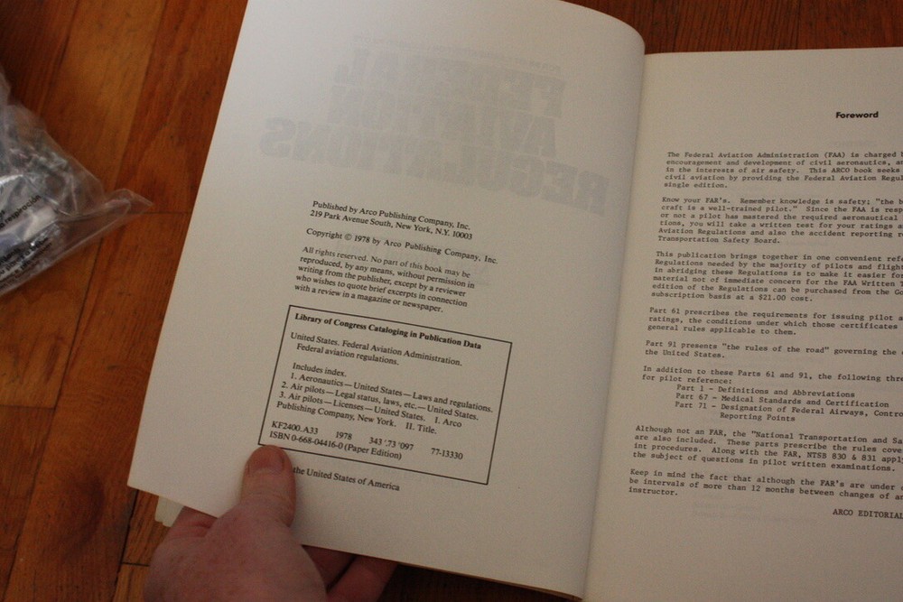 FEDERAL AVIATION REGULATIONS 1978 EDITION - Arco Book