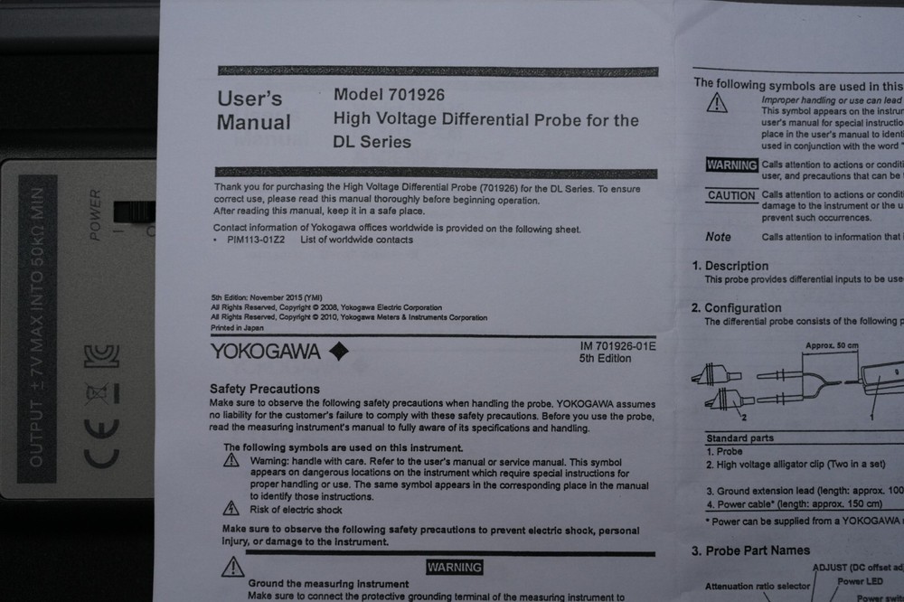 Yokogawa 701926 High Voltage Differential Probe NEW