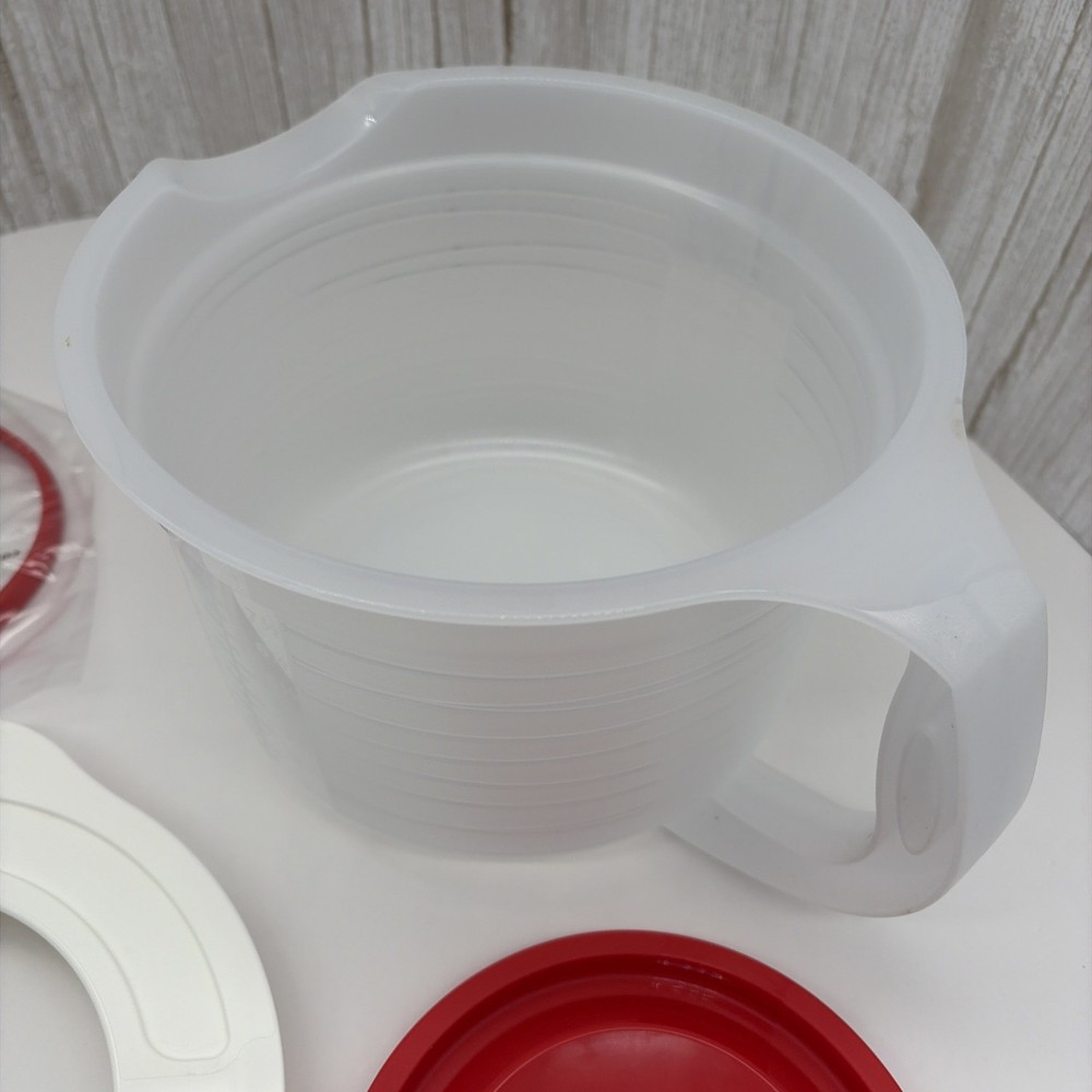 Tupperware Mix N Store Plus Pitcher 8 Cup 5665A-2 Prep Essentials Red Lid New