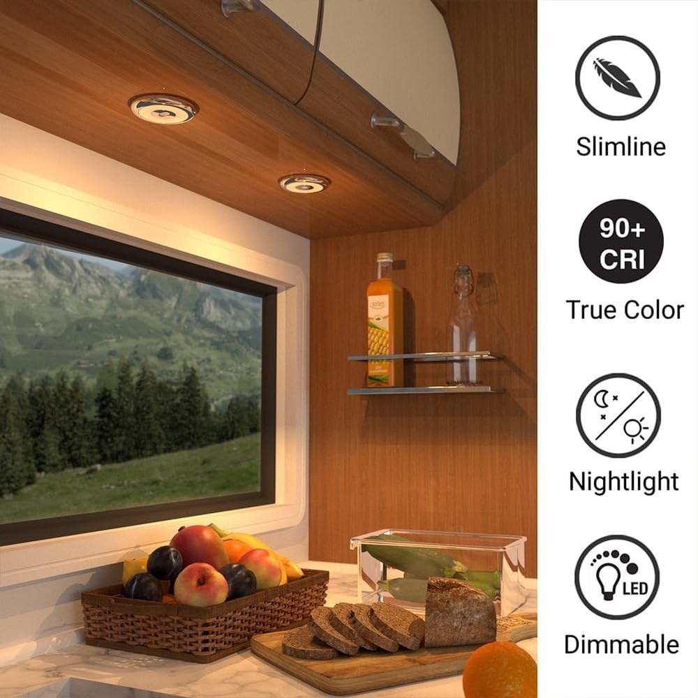 acegoo RV LED Puck Light Camper Van 3” Overhead Ceiling Light, 12V Down Light